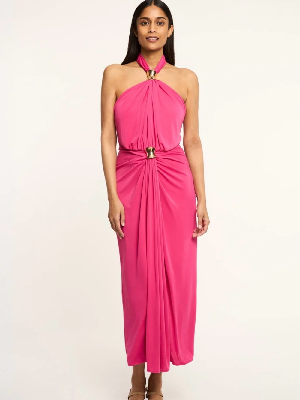 Cinq a Sept Halter Midi Dress in pink. NWT